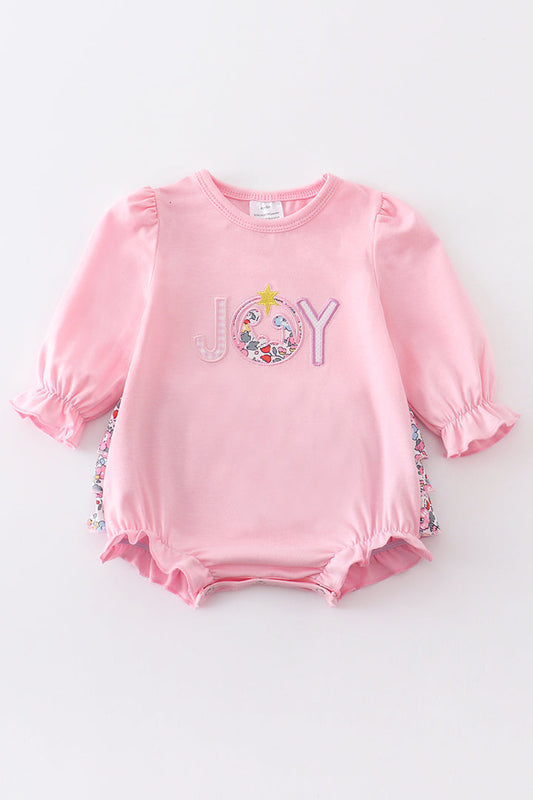 Pink Nativity Joy Applique Ruffle Girl Bubble Honeydew