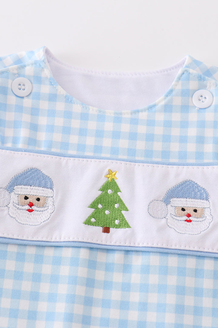 Blue Christmas Santa Embroidery Boy Jonjon Honeydew