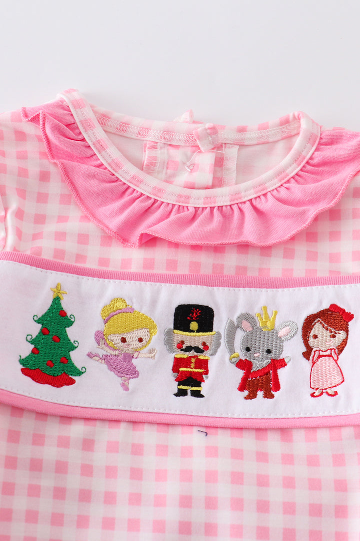 Pink Nutcracker Embroidery Ruffle Girl Set Honeydew