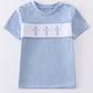 Blue Easter Cross Embroidery Shirt Honeydew