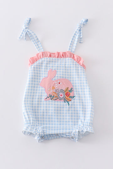 Blue Easter Bunny Applique Strap Girl Bubble Honeydew