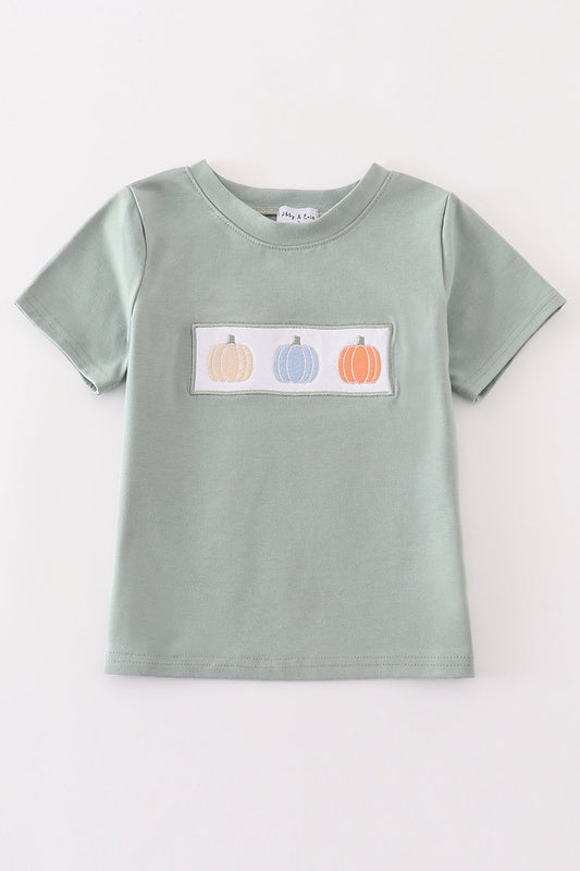 Green Embroidery Pumpkin Shirt Honeydew