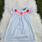 Blue Striped Orange French Knot Pumpkin Girl Dress Honeydew