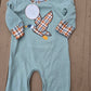 Sage Duck Applique Plaid Boy Romper Magic Group