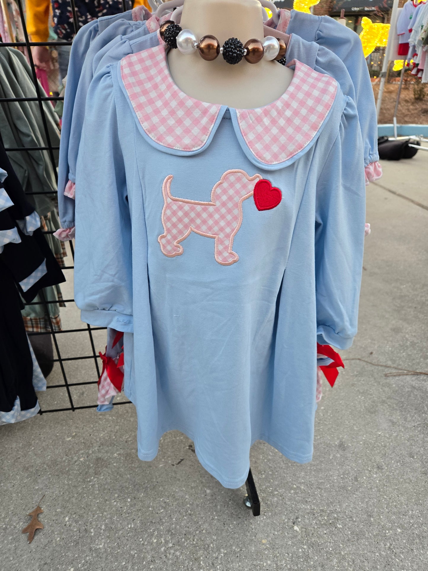 Blue Valentine Puppy Heart Dress Honeydew