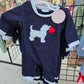 Blue Heart Valentines Puppy Boy Romper Honeydew