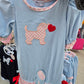 Blue Heart Valentines Puppy Girl Romper Honeydew