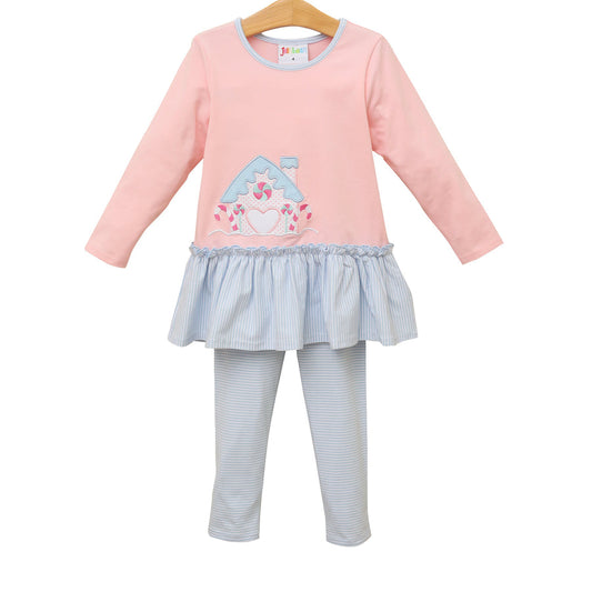 Gingerbread House Girls Pant Set Smock Candy