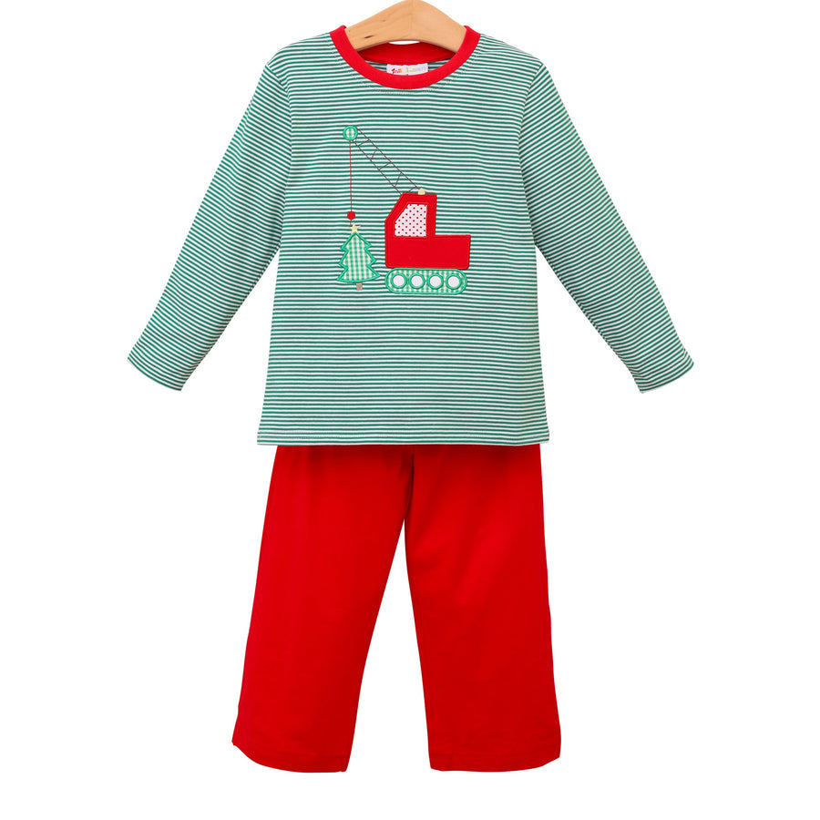 Christmas Crane Pants Set Smock Candy