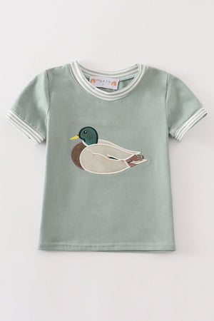 Sage Duck Applique Boy Top Honeydew