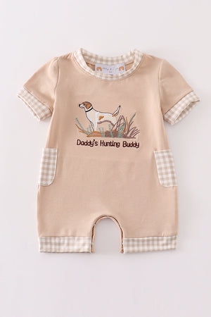 Brown Daddy's Hunting Buddy Boy Romper Honeydew