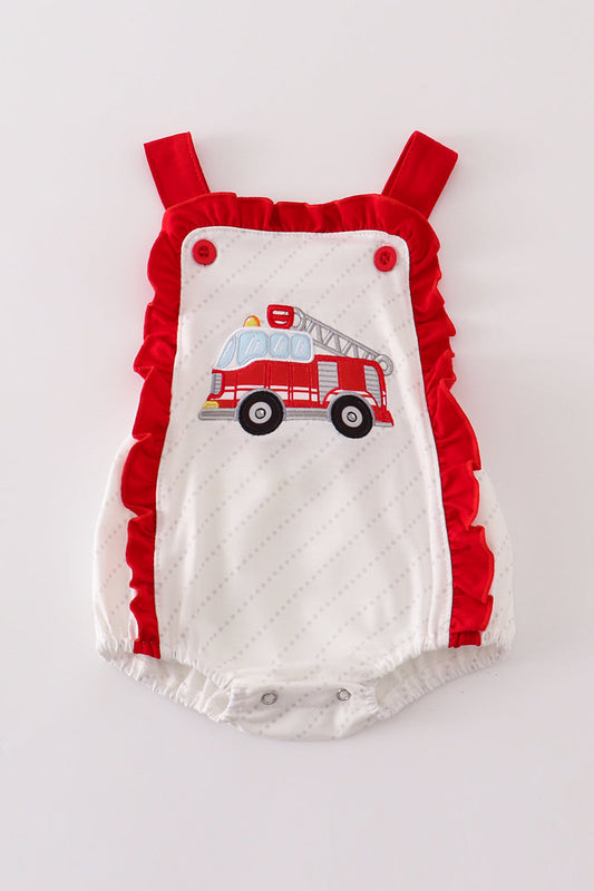 Red Truck Applique Girl Bubble Honeydew