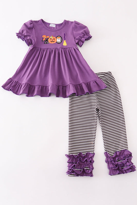 Purple Halloween Pumpkin BOO - Girls 2 Piece Set southernsweetpea