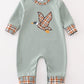 Sage Duck Applique Plaid Boy Romper Magic Group