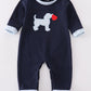 Blue Heart Valentines Puppy Boy Romper Honeydew