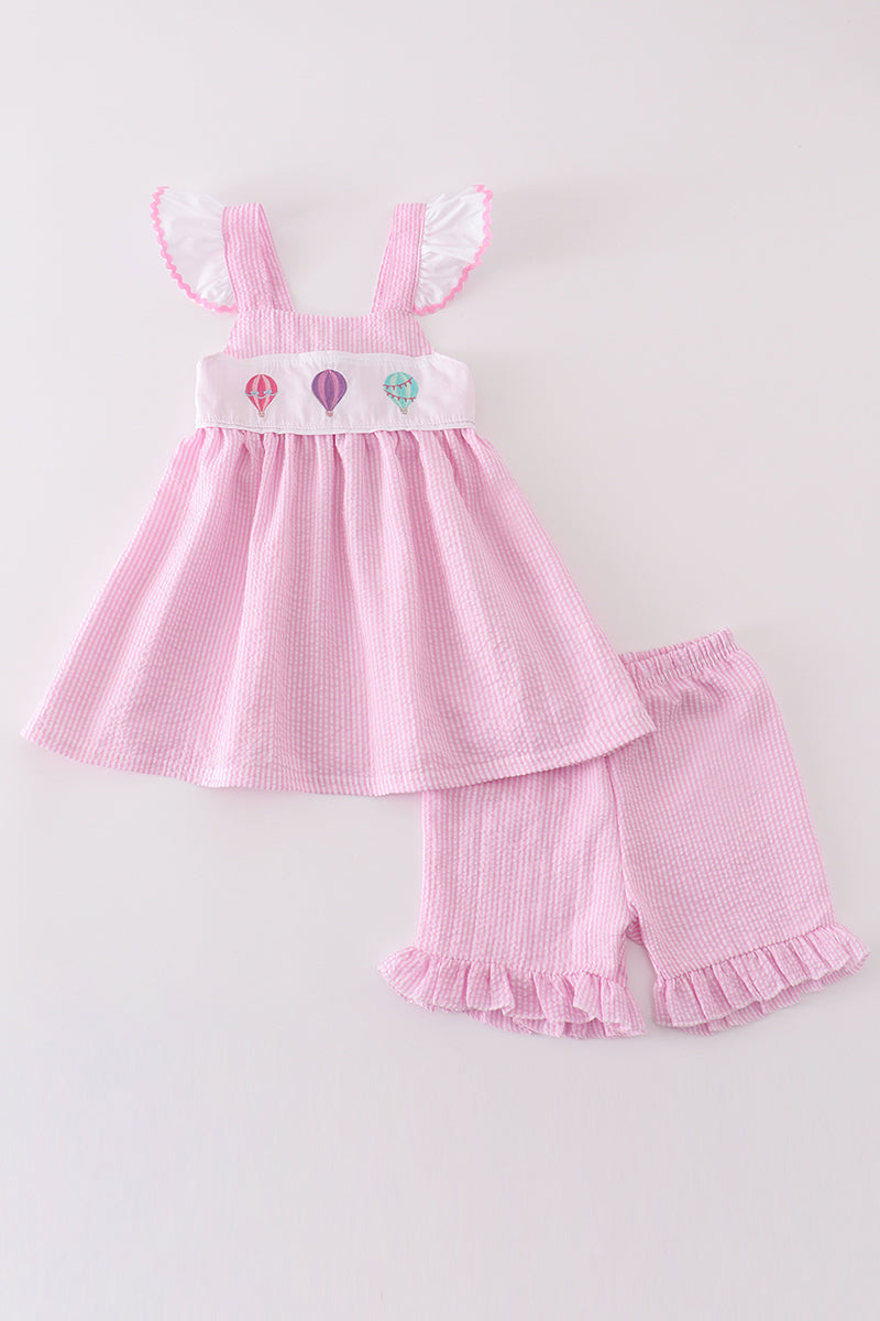 Pink Balloon Embroidery Girls 2 Piece Set Magic Group