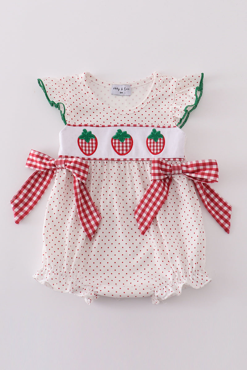 Red Dot Strawberry Embroidery Girl Bubble