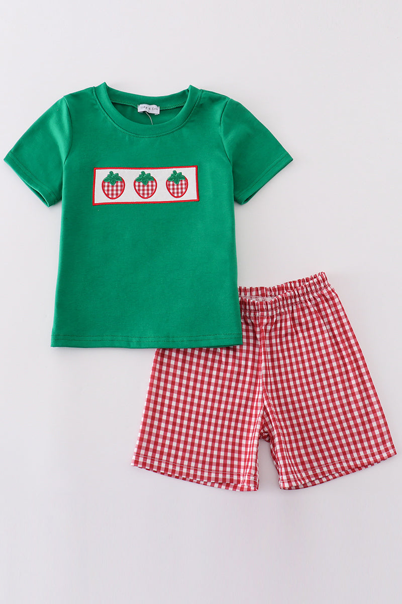 Strawberry Embroidery 2 Pc Boy Set