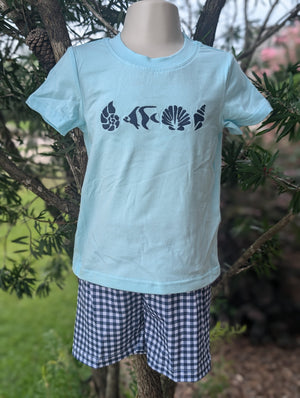 Tropical Fish Embroidery Boy Short Set Boyis