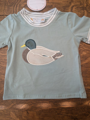 Sage Duck Applique Boy Top Honeydew