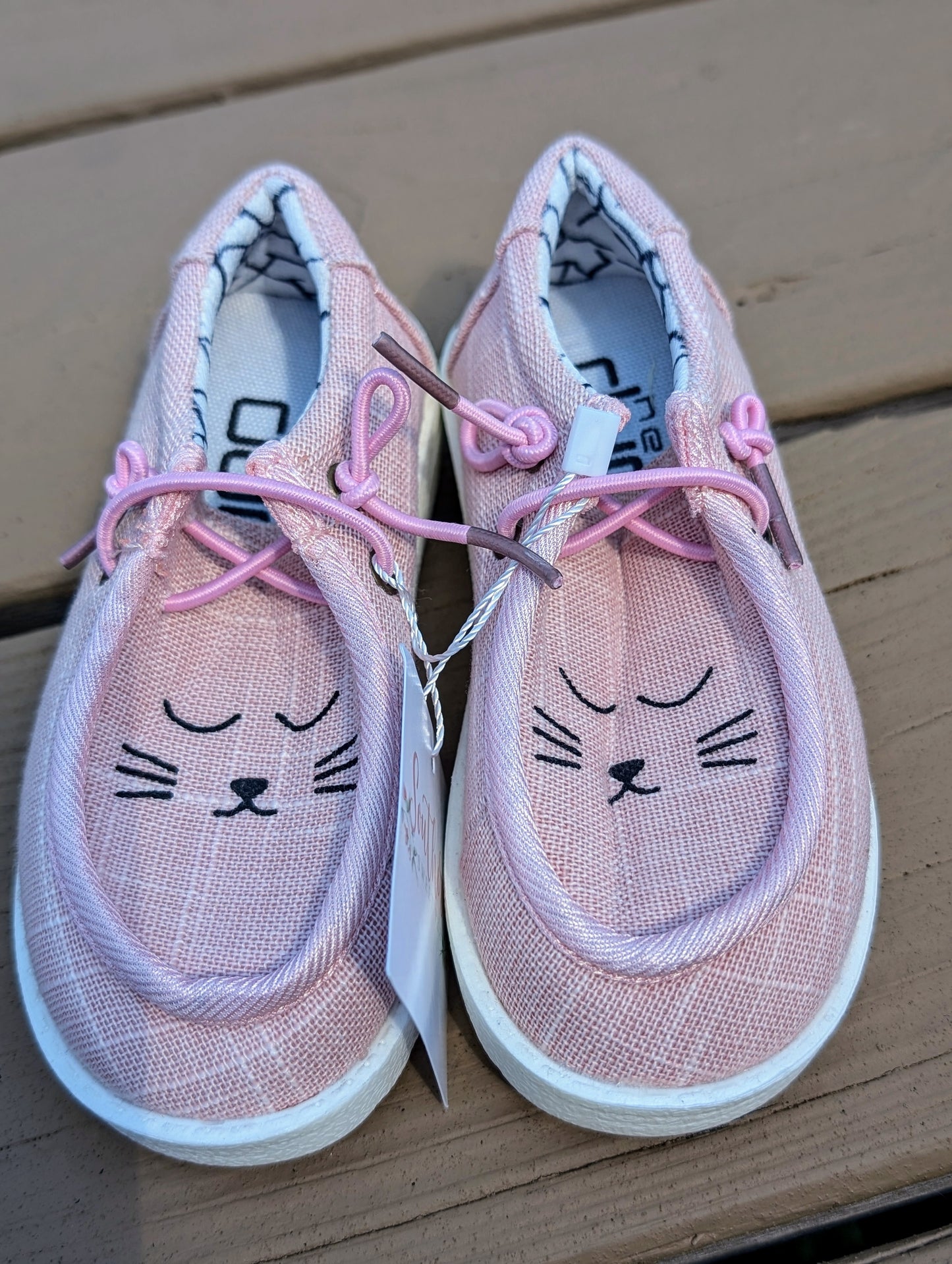 Pink Cat Canvas Slip On Shoe Honeydew