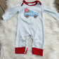 Valentine's Day Car Applique Boy Romper Honeydew