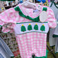 Pink Christmas Tree French Knot Girl Romper Honeydew