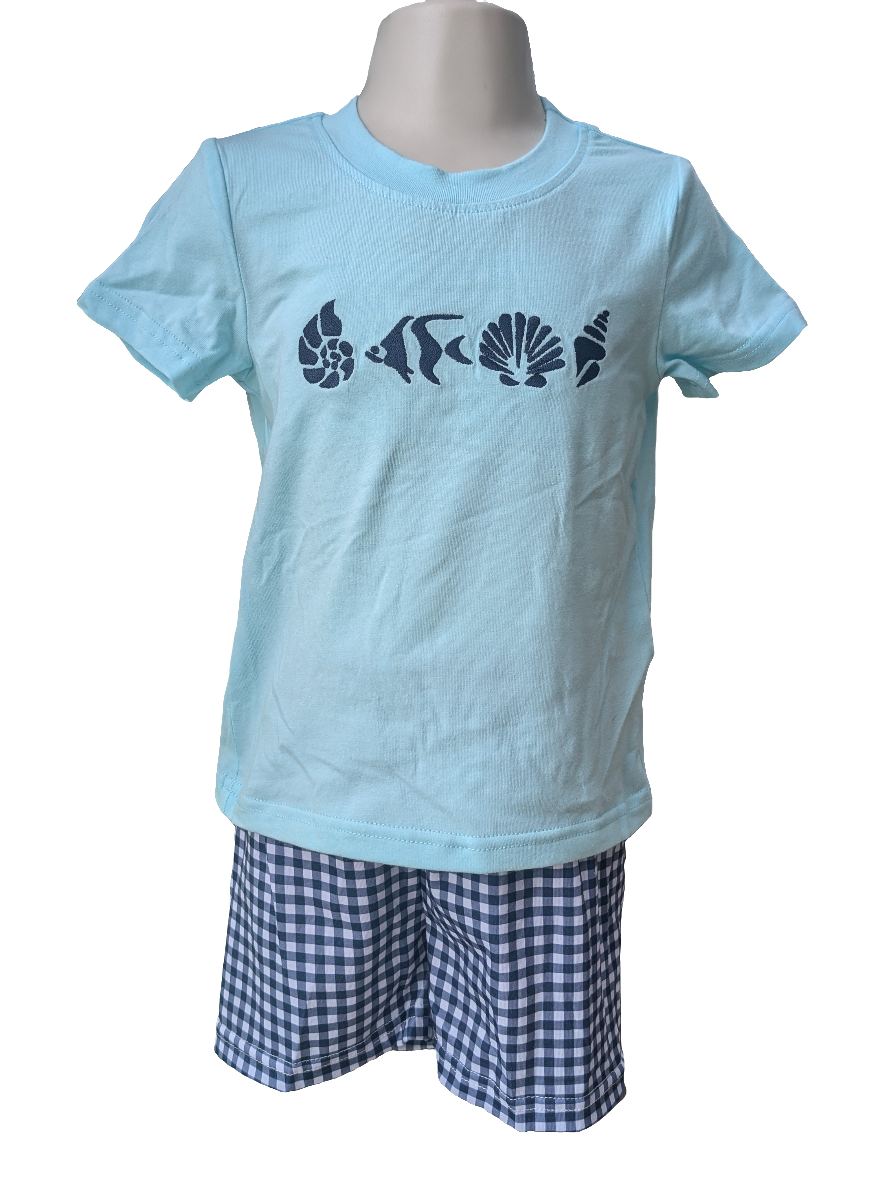 Tropical Fish Embroidery Boy Short Set Boyis