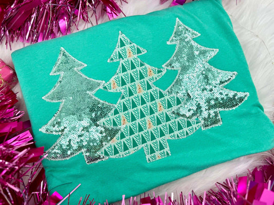 Green Trio Christmas Tree Short Sleeve Shirt - eta early November Southern Trade Wholesale