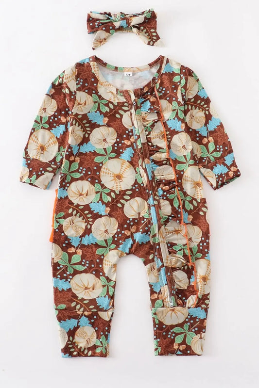 White Pumpkin Romper Honeydew